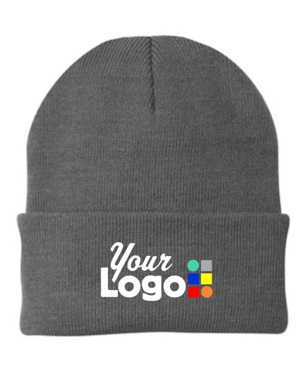 Port & Company Knit Custom Beanie, color: Athletic Oxford