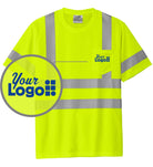 CornerStone S/S Hi-Visibility ANSI 107 Class-3 Pocket Custom T-Shirt, color: Safety Yellow