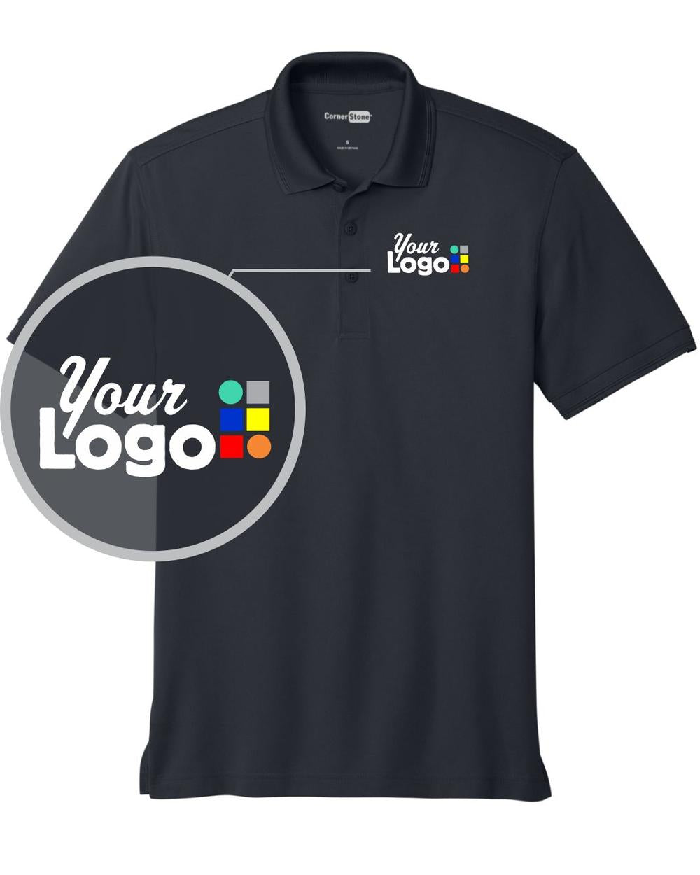 CornerStone S/S Industrial Snag-Proof Pique Custom Golf Shirt, color: Navy
