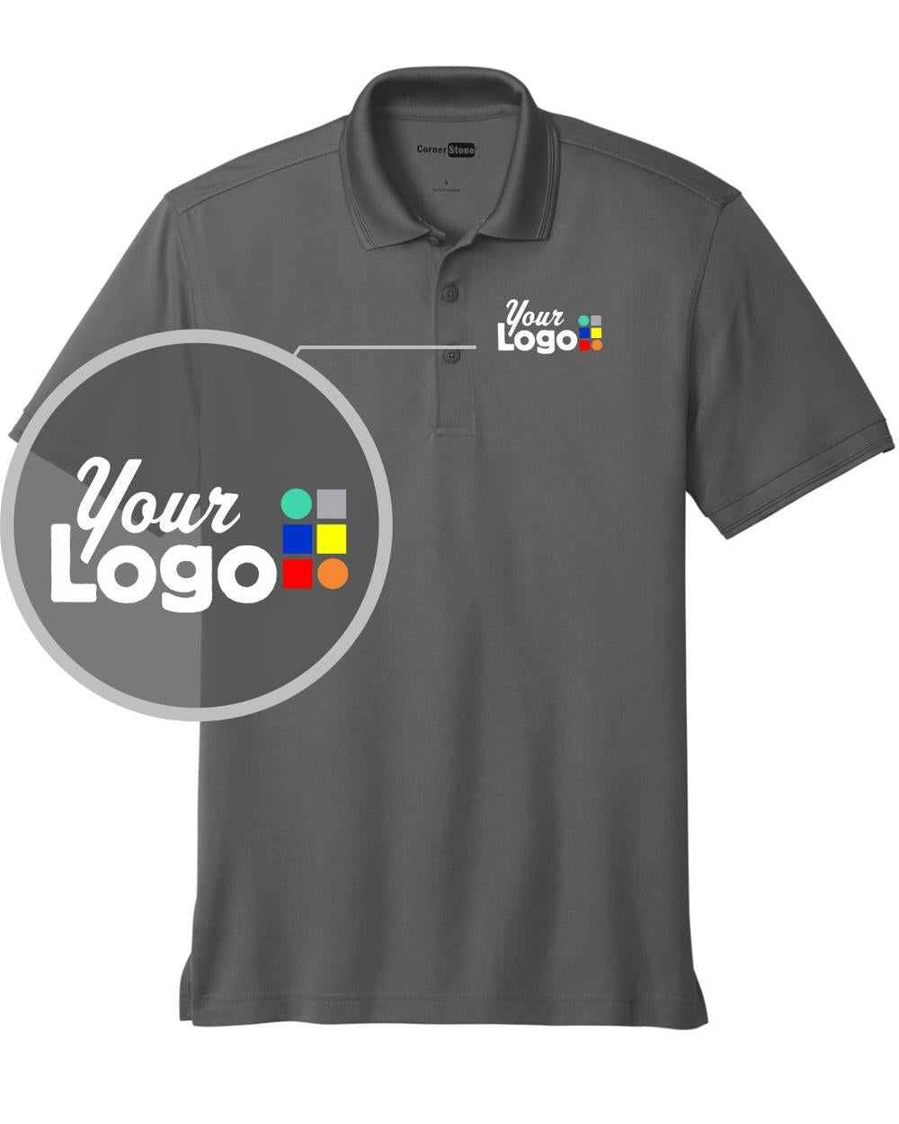 CornerStone S/S Industrial Snag-Proof Pique Custom Golf Shirt, color: Charcoal