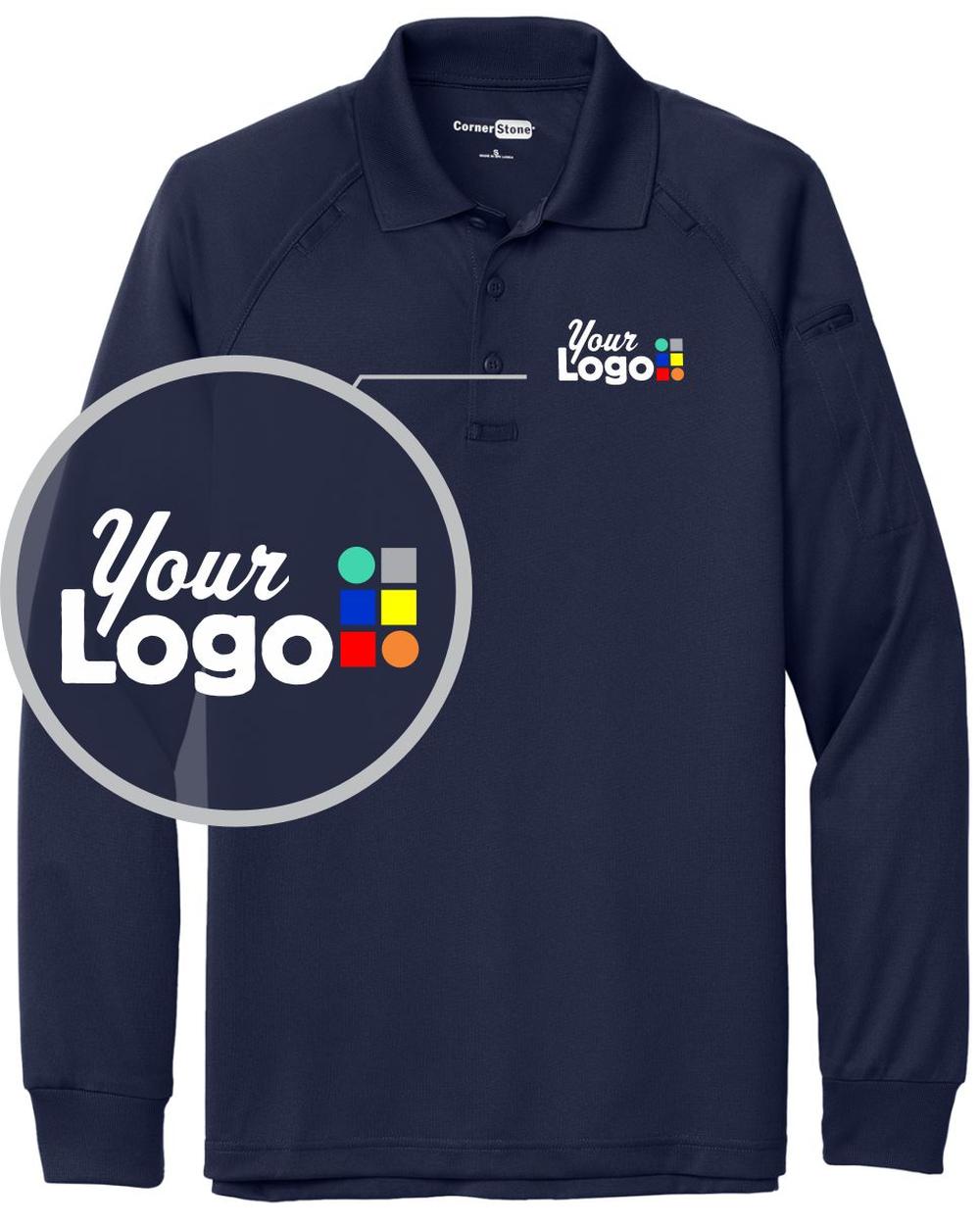 CornerStone L/S Select Snag-Proof Tactical Custom Golf Shirt, color: Dark Navy