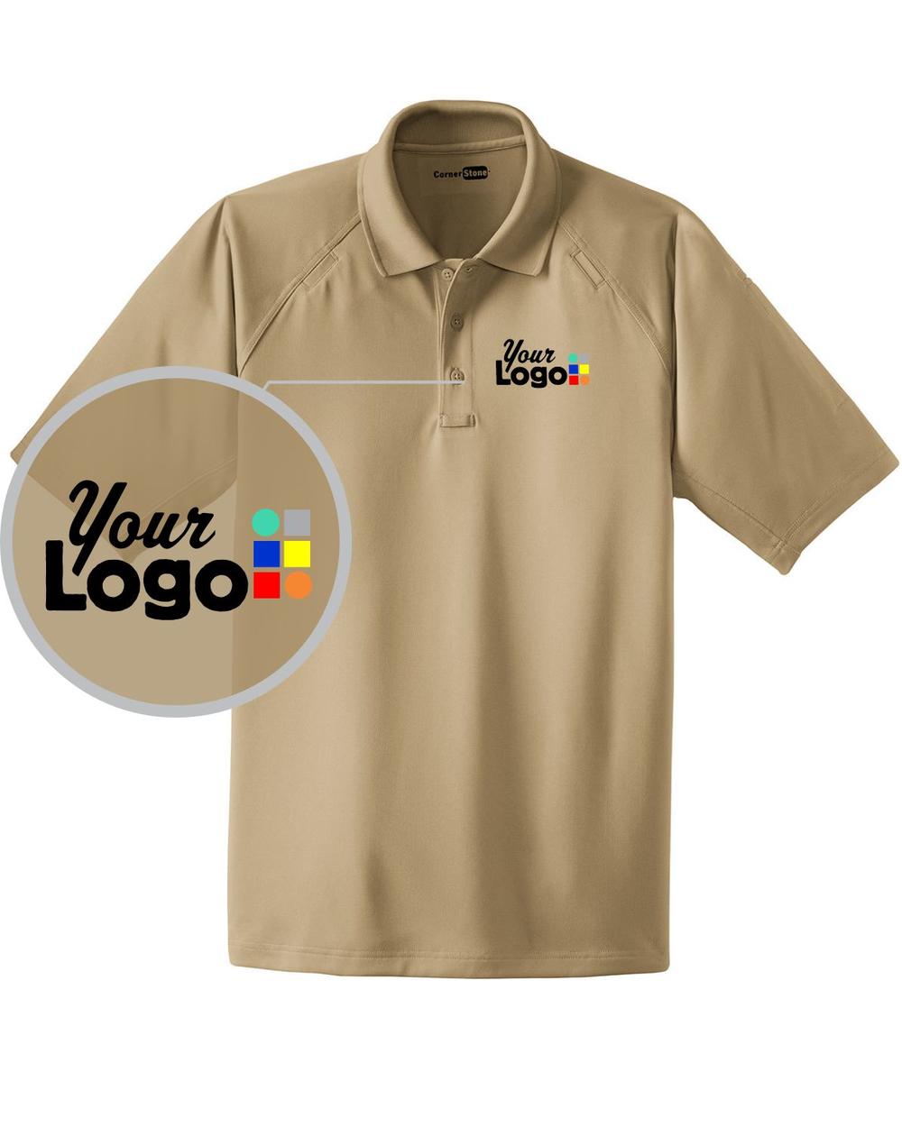 CornerStone S/S Select Snag-Proof Tactical Custom Golf Shirt, color: Tan