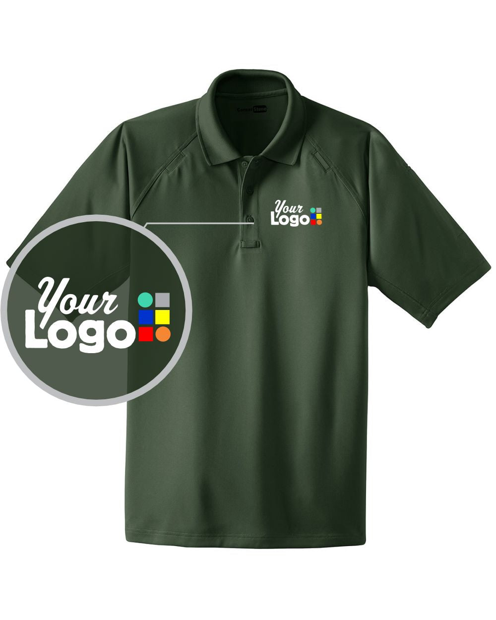 CornerStone S/S Select Snag-Proof Tactical Custom Golf Shirt, color: Dark Green