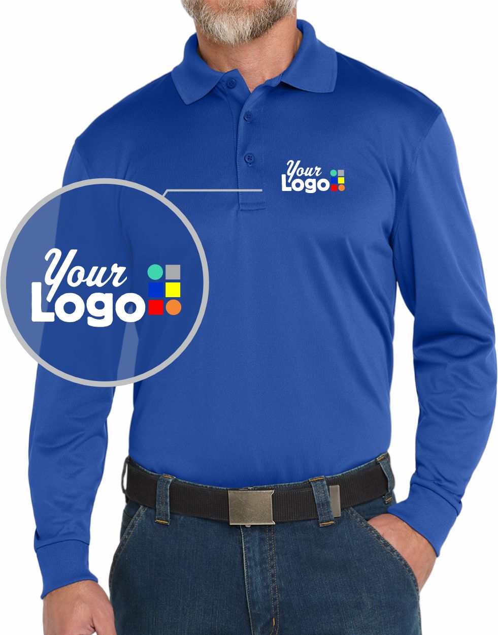 CornerStone L/S Select Snag-Proof Industrial Custom Golf Shirt, color: Royal