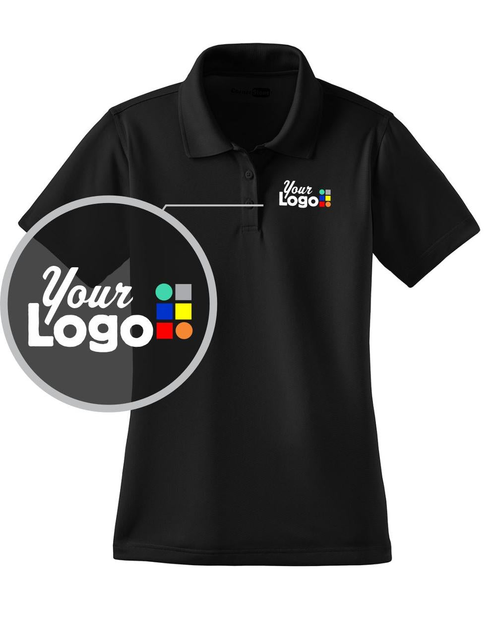 CornerStone Women's S/S Snag-Proof Custom Golf Shirt, color: Black
