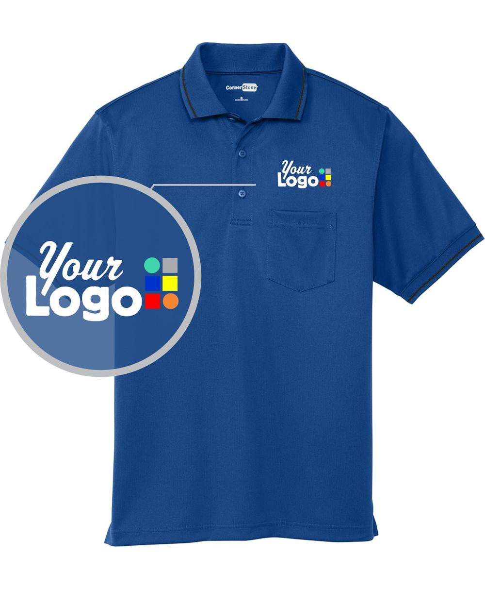 CornerStone S/S Snag-Proof Tipped Pocket Industrial Custom Golf Shirt, color: Royal/Black