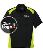CornerStone S/S Snag-Proof Colorblock Pocket Industrial Custom Golf Shirt, color: Black/Shock Green