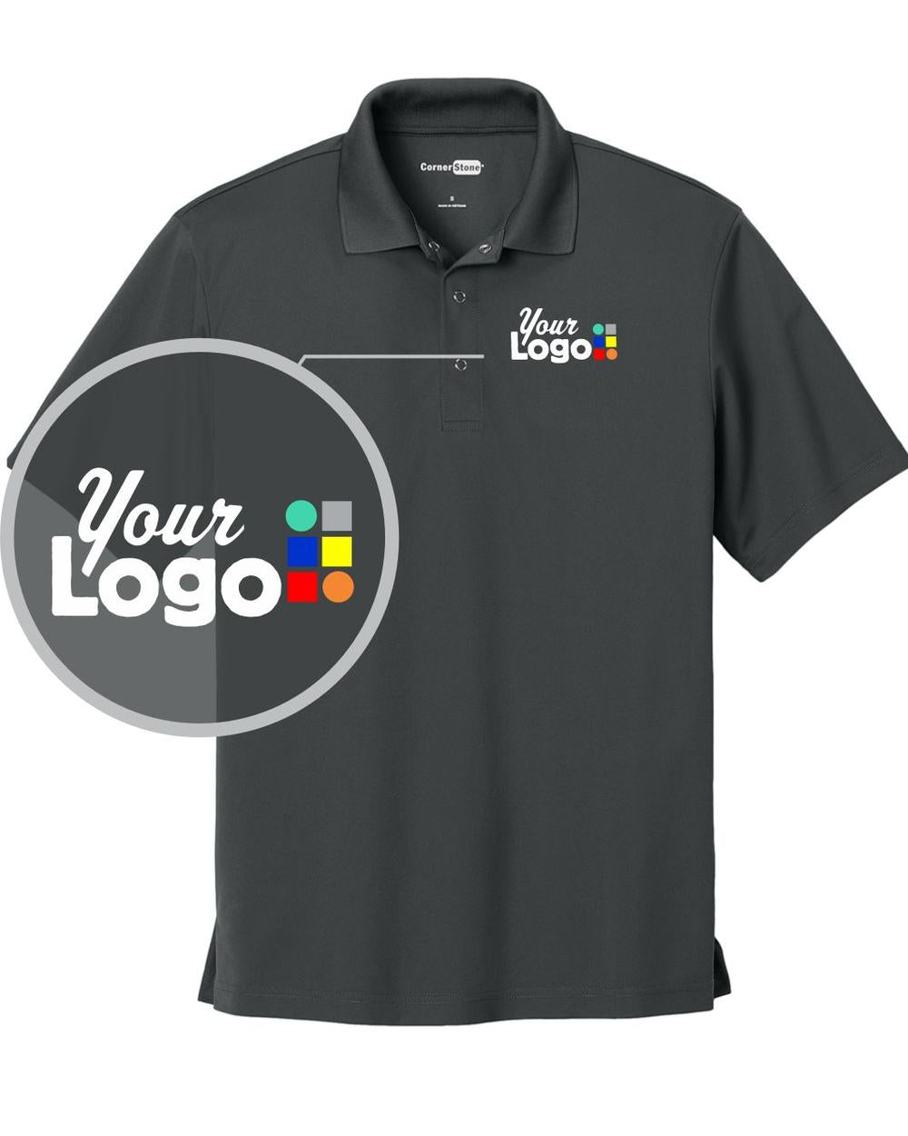 CornerStone S/S Micropique Gripper Insustrial-Grade Custom Golf Shirt, color: Iron Grey