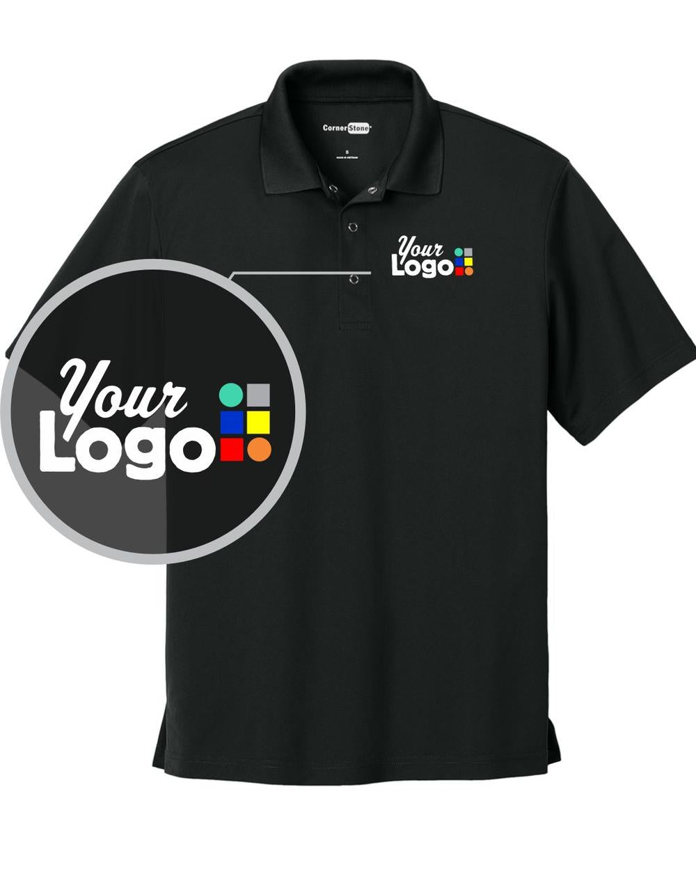 CornerStone S/S Micropique Gripper Insustrial-Grade Custom Golf Shirt, color: Black