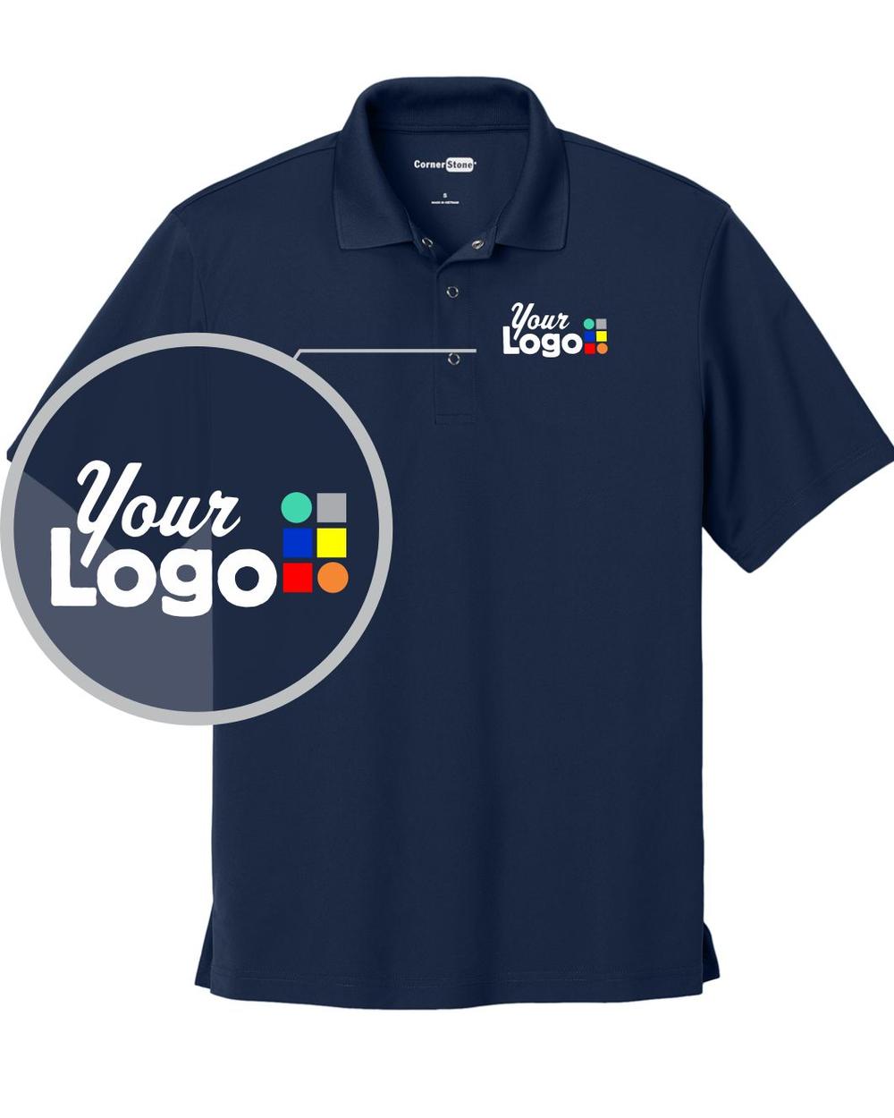 CornerStone S/S Micropique Gripper Insustrial-Grade Custom Golf Shirt, color: True Navy