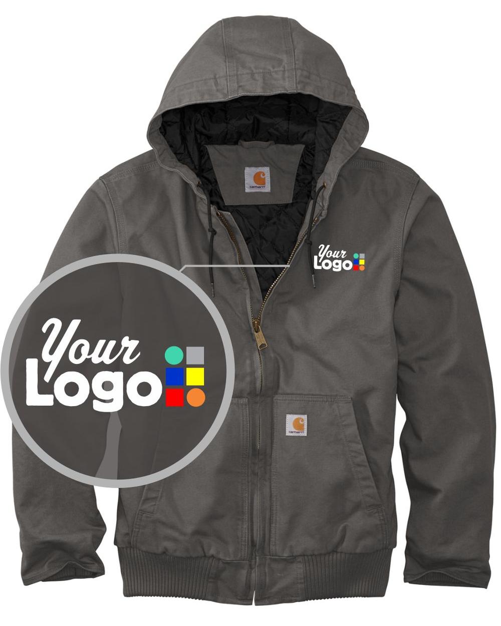 Men's Washed Duck Active Hooded Custom Jacket, color: Gravel