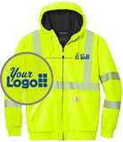 Carhartt Hi-Visibility ANSI 107 Class-3 Lined Full-Zip Custom Hoodie, color: Brite Lime