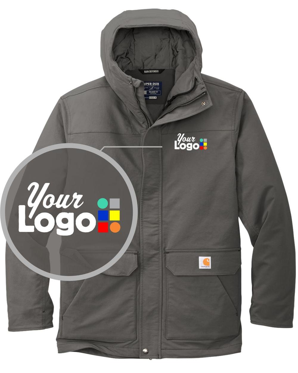 Men's Super Dux Insulated Hooded Custom Jacket, color: Gravel