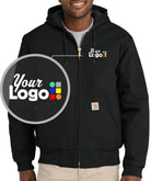 Carhartt Quilted-Flannel-Lined Duck Active Hooded Custom Jacket, color: Black