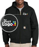 Carhartt Quilted-Flannel-Lined Duck Active Hooded Custom Jacket, color: Black