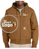 Carhartt Quilted-Flannel-Lined Duck Active Hooded Custom Jacket, color: Carhartt Brown