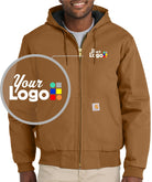 Carhartt Quilted-Flannel-Lined Duck Active Hooded Custom Jacket, color: Carhartt Brown