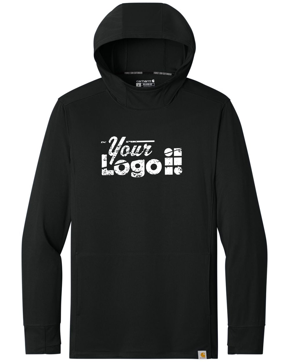 Carhartt L/S Force Sun Defender Hooded Custom T-Shirt, color: Black