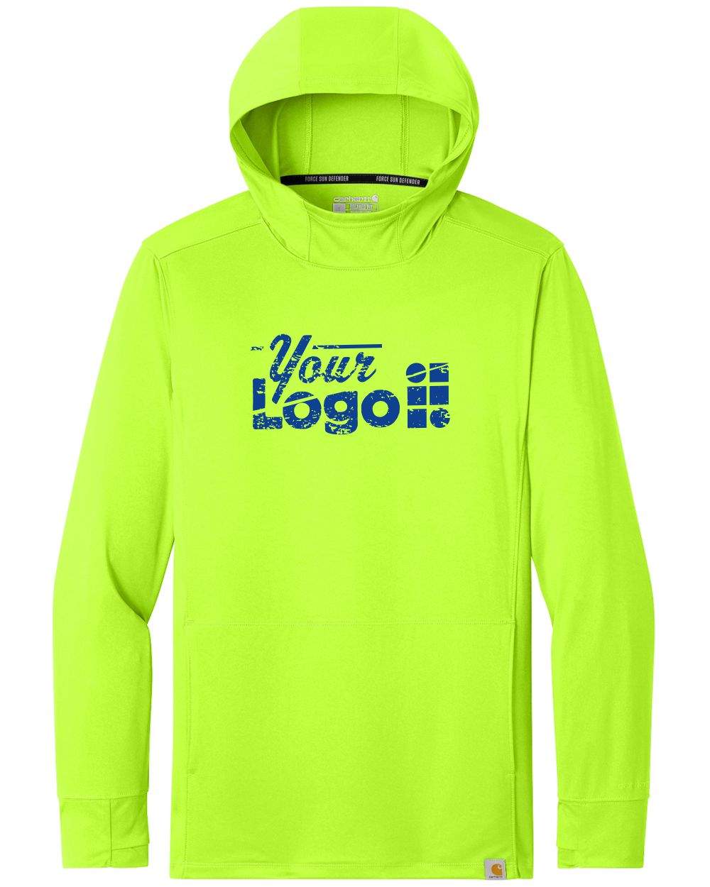 Carhartt L/S Force Sun Defender Hooded Custom T-Shirt, color: Brite Lime