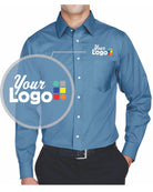 Devon & Jones L/S Crown Stretch Twill Custom Shirt, color: Slate Blue