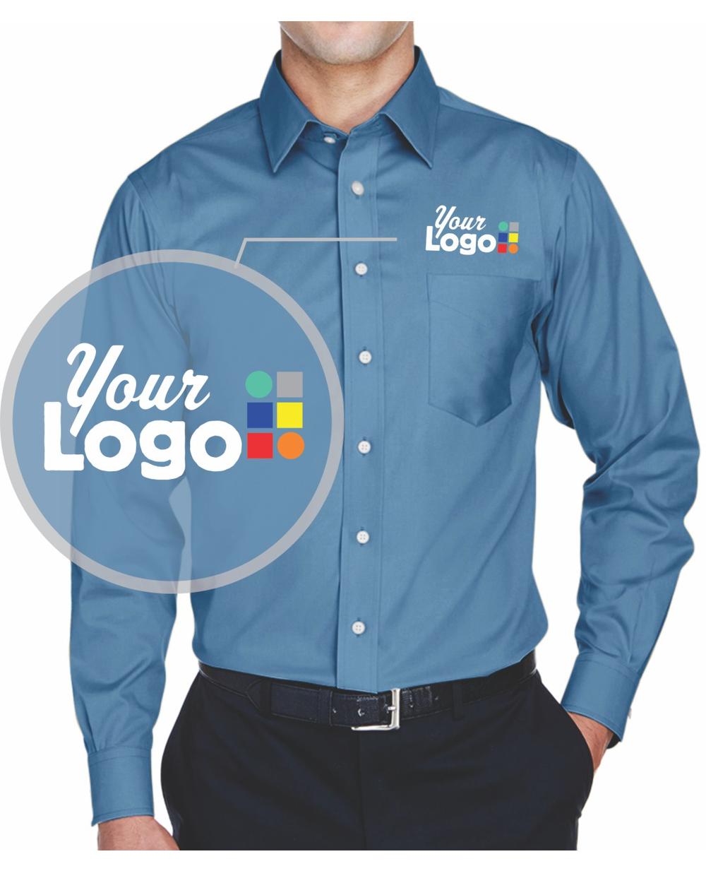 Devon & Jones L/S Crown Stretch Twill Custom Shirt, color: Slate Blue