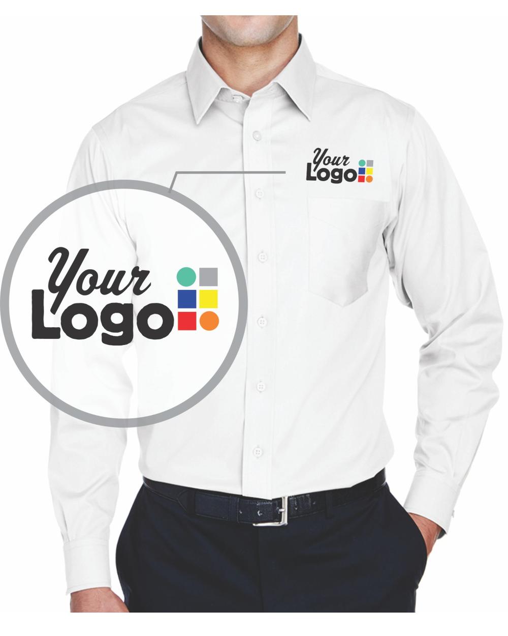 Devon & Jones L/S Crown Stretch Twill Custom Shirt, color: White