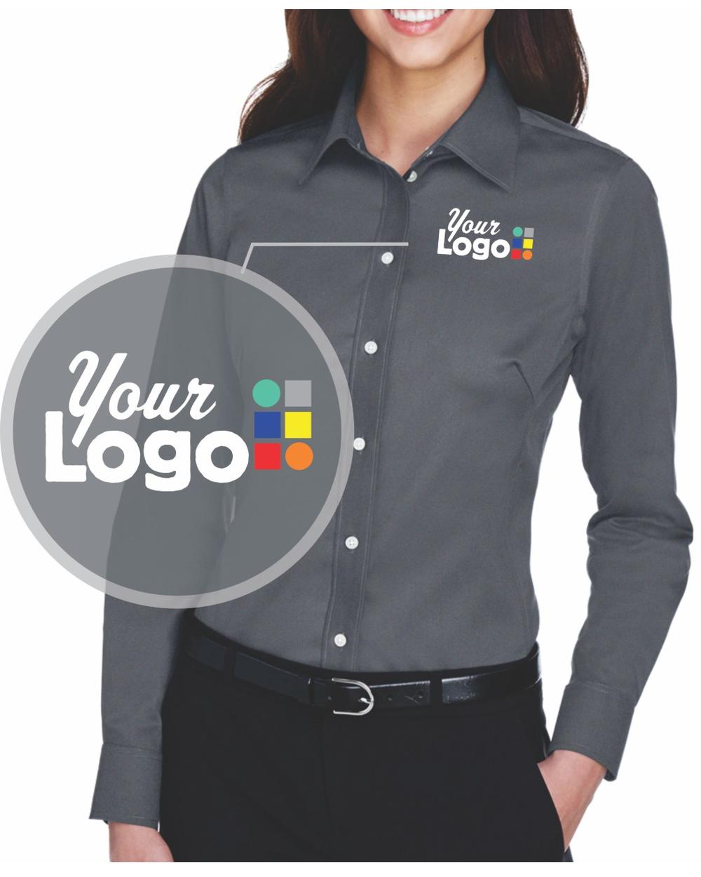 Devon & Jones Women's L/S Crown Stretch Twill Custom Shirt, color: Graphite