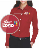 Devon & Jones L/S Crown Stretch Twill Custom Shirt, color: Red