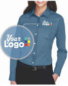 Devon & Jones L/S Crown Stretch Twill Custom Shirt, color: Slate Blue