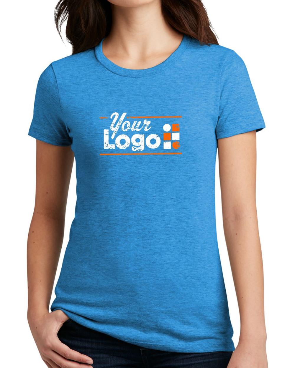 District S/S Perfect Blend CVC Custom T-Shirt, color: Heathered Bright Turquoise