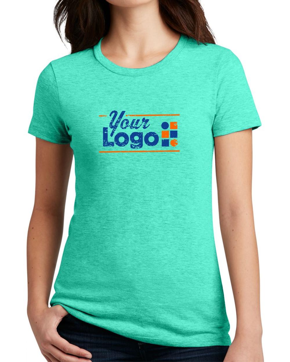 District Women's S/S Perfect Blend CVC Custom T-Shirt, color: Aqua Heather