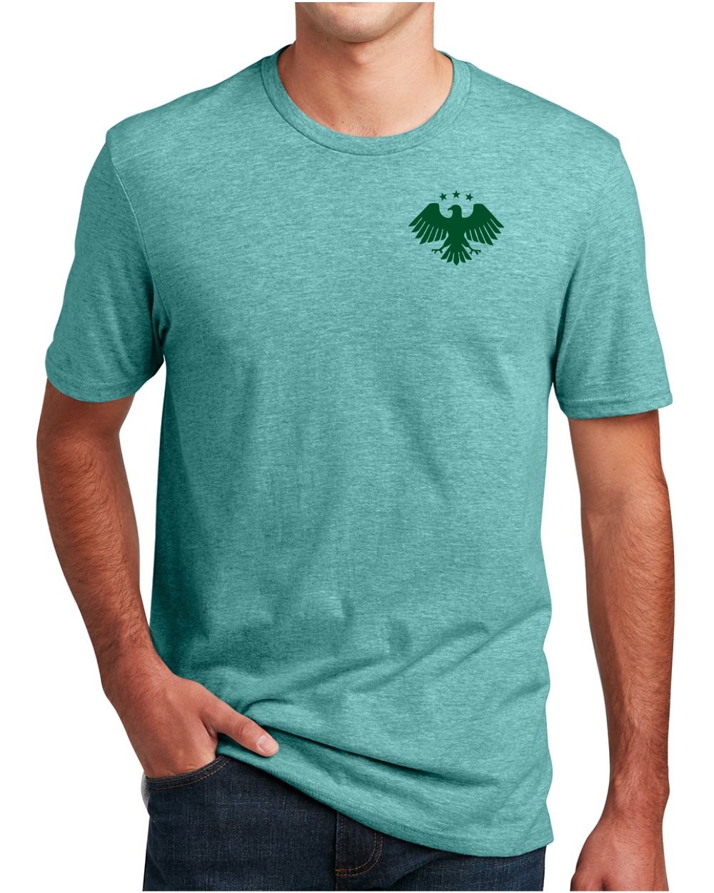 District S/S Perfect Blend Syria's New Eagle T-Shirt, color: Heathered Eucalyptus Blue