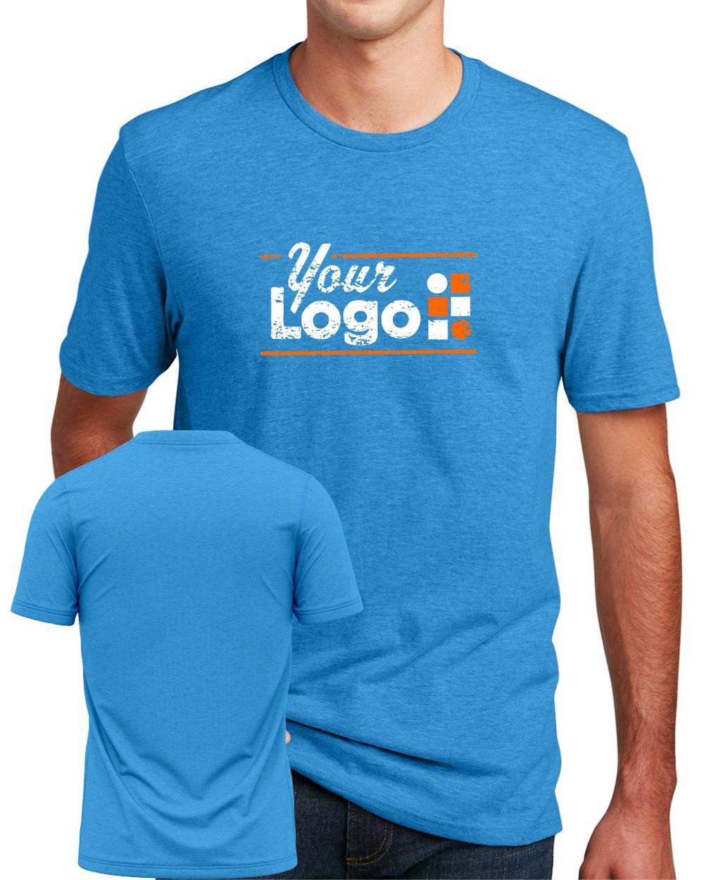 District S/S Perfect Blend CVC Custom T-Shirt, color: Heathered Bright Turquoise