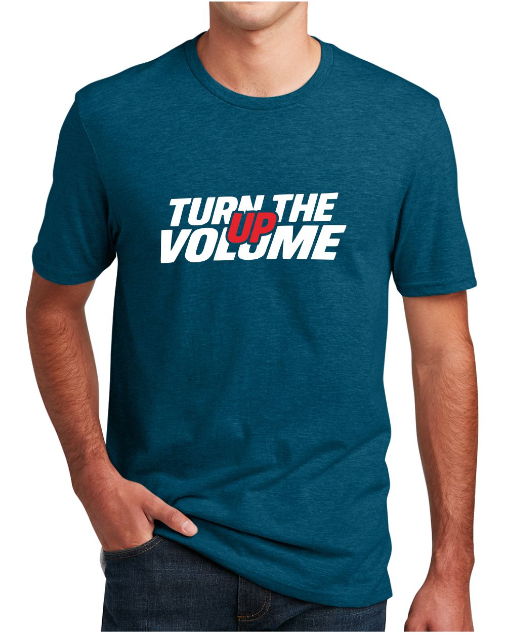 District S/S Perfect Blend Turn The Volume Up T-Shirt, color: Deep Turquoise Fleck