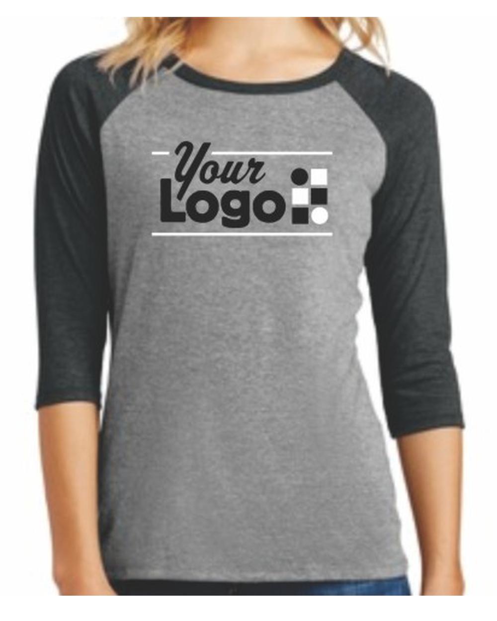 District 3/4 Perfect Tri Raglan Custom T-Shirt, color: Black Frost/Grey Frost