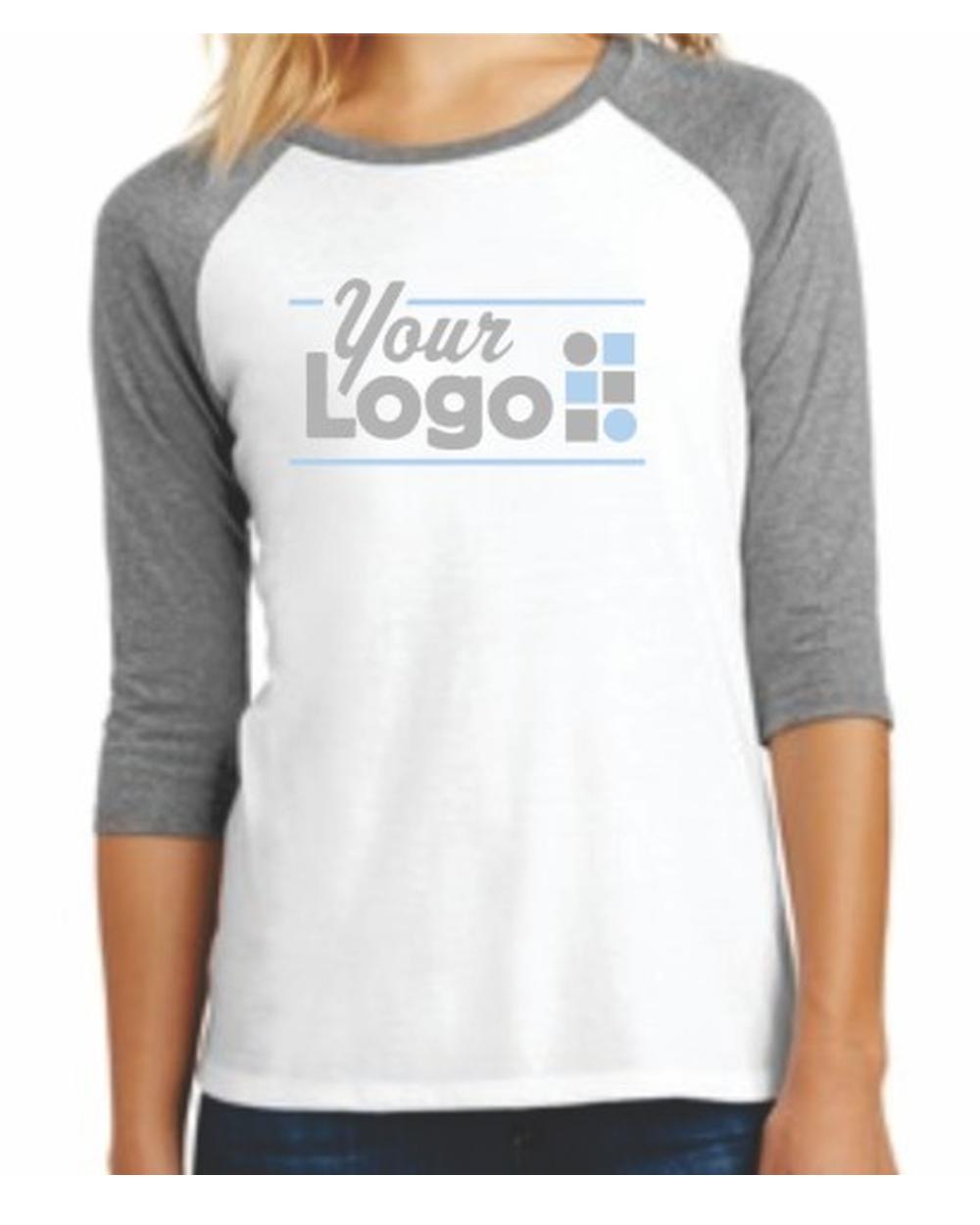 District 3/4 Perfect Tri Raglan Custom T-Shirt, color: Grey Frost/White