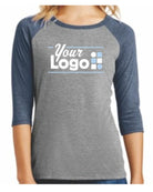 District 3/4 Perfect Tri Raglan Custom T-Shirt, color: Navy Frost/Grey Frost