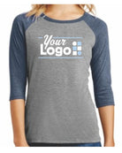 District 3/4 Perfect Tri Raglan Custom T-Shirt, color: Navy Frost/Grey Frost