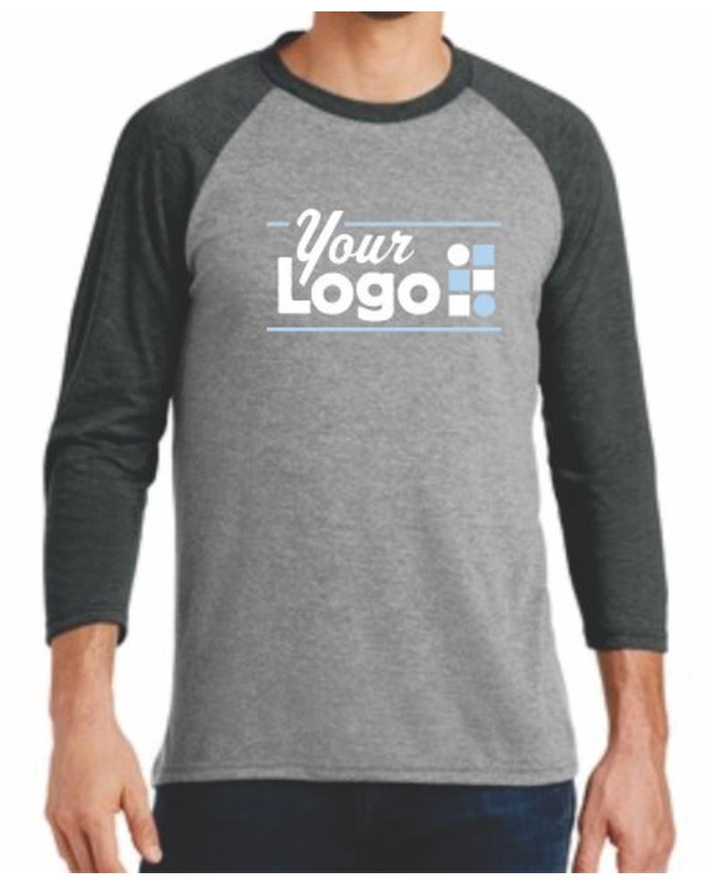 District 3/4 Perfect Tri Raglan Custom T-Shirt, color: Black Frost/Grey Frost