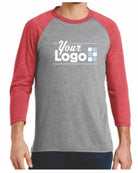 District 3/4 Perfect Tri Raglan Custom T-Shirt, color: Red Frost/Grey Frost