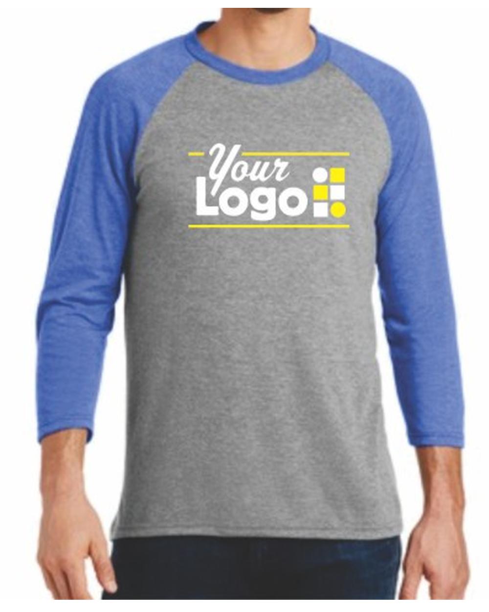 District 3/4 Perfect Tri Raglan Custom T-Shirt, color: Royal Frost/Grey Frost