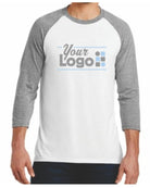 District 3/4 Perfect Tri Raglan Custom T-Shirt, color: Grey Frost/White