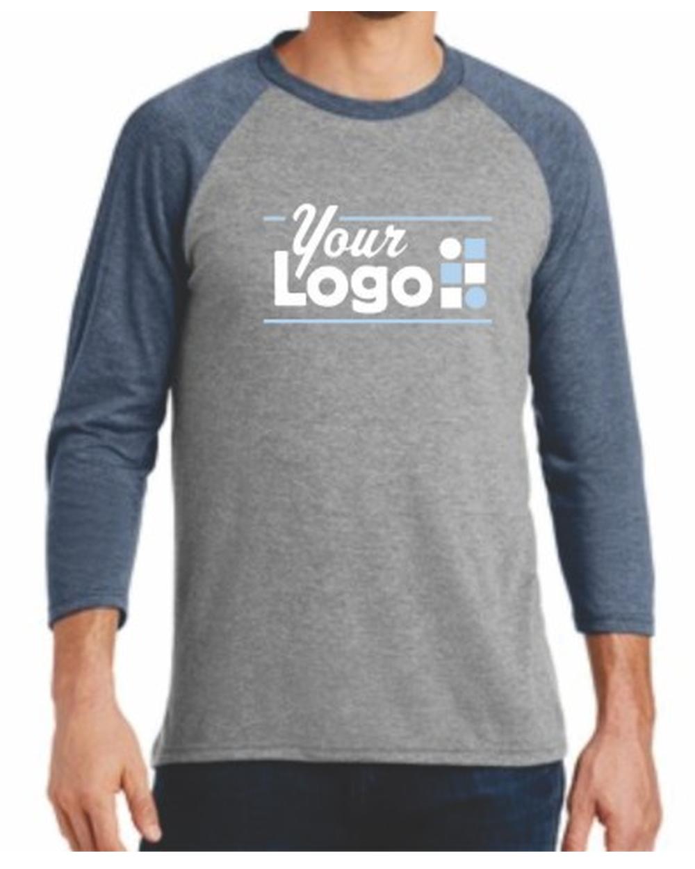 District 3/4 Perfect Tri Raglan Custom T-Shirt, color: Navy Frost/Grey Frost