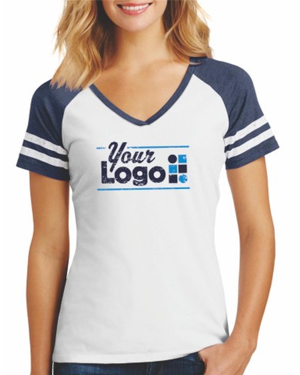 District S/S Game-Time Custom T-Shirt, color: White/Heathered True Navy