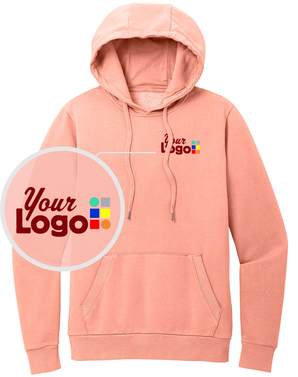 District Wash Fleece Custom Hoodie, color: Cactus Rose Pink