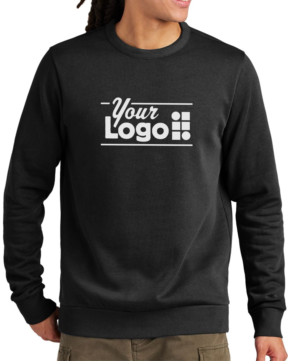 District Wash Fleece Crew Custom Sweatshirt, color: Black