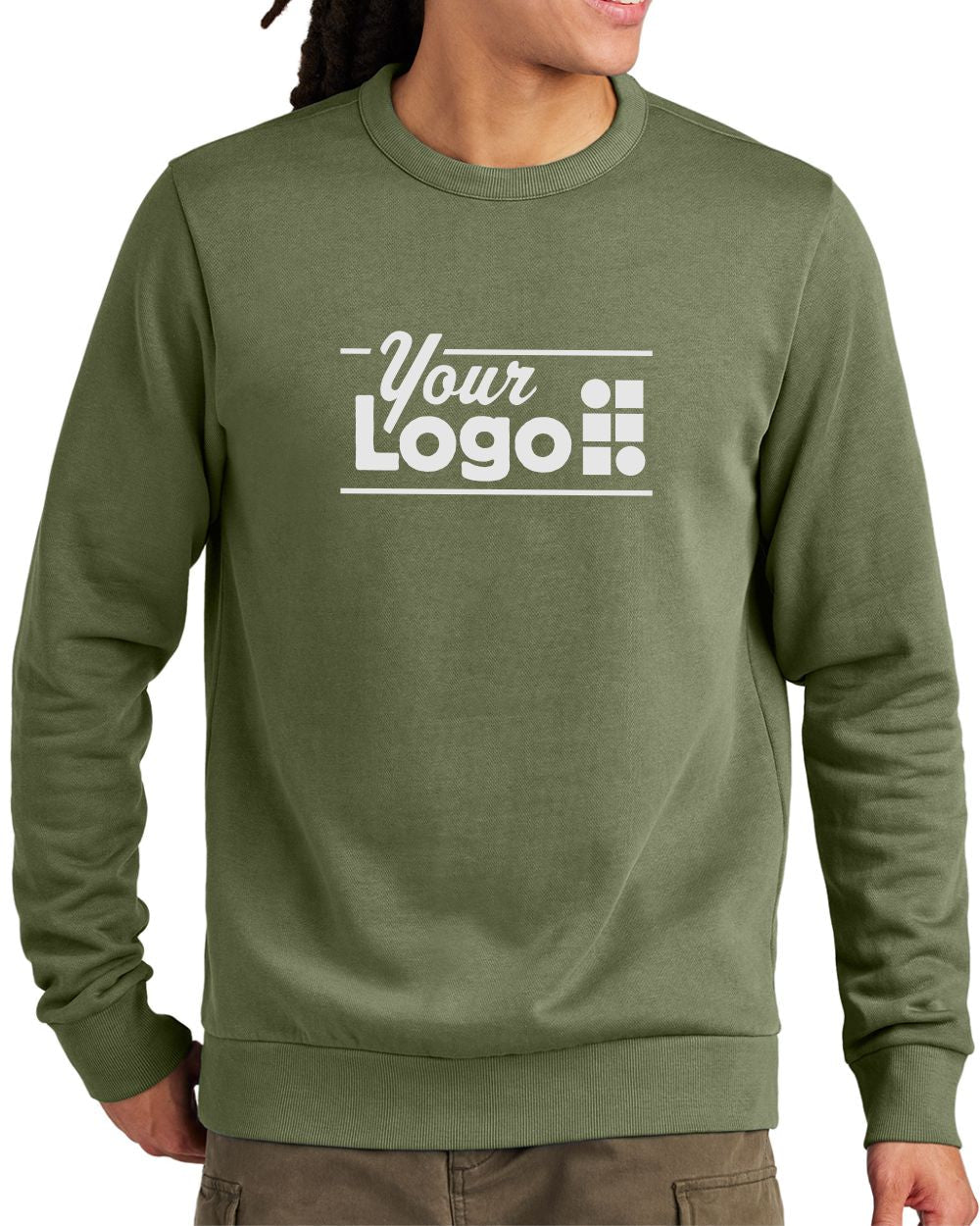 District Wash Fleece Crew Custom Sweatshirt, color: Olive Drab Green