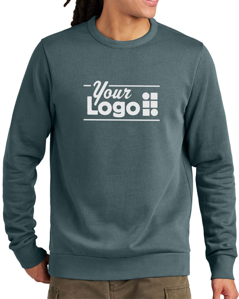 District Wash Fleece Crew Custom Sweatshirt, color: Deep Steel Blue