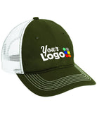 District MeshBack Custom Cap, color: Army/White