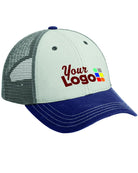 District Tri-Tone MeshBack Custom Cap, color: Chrome/New Navy/Charcoal